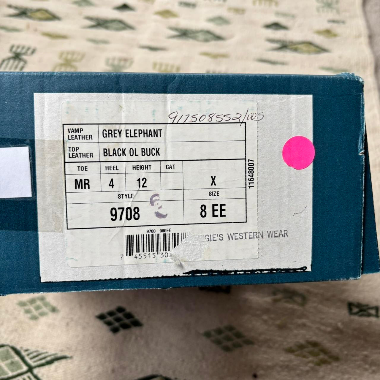 Vintage Tony Lama Elephant Skin Cowboy Boots Sz 8EE