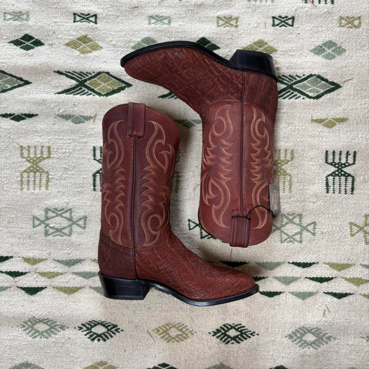 Vintage Tony Lama Elephant Skin Cowboy Boots Sz 8EE