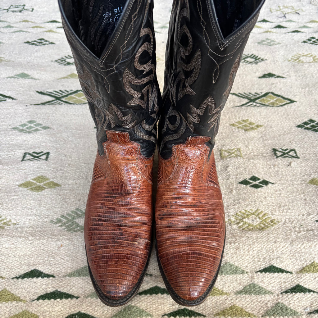 “Secret Garden” Vintage Lizardskin Cowboy Boots 11