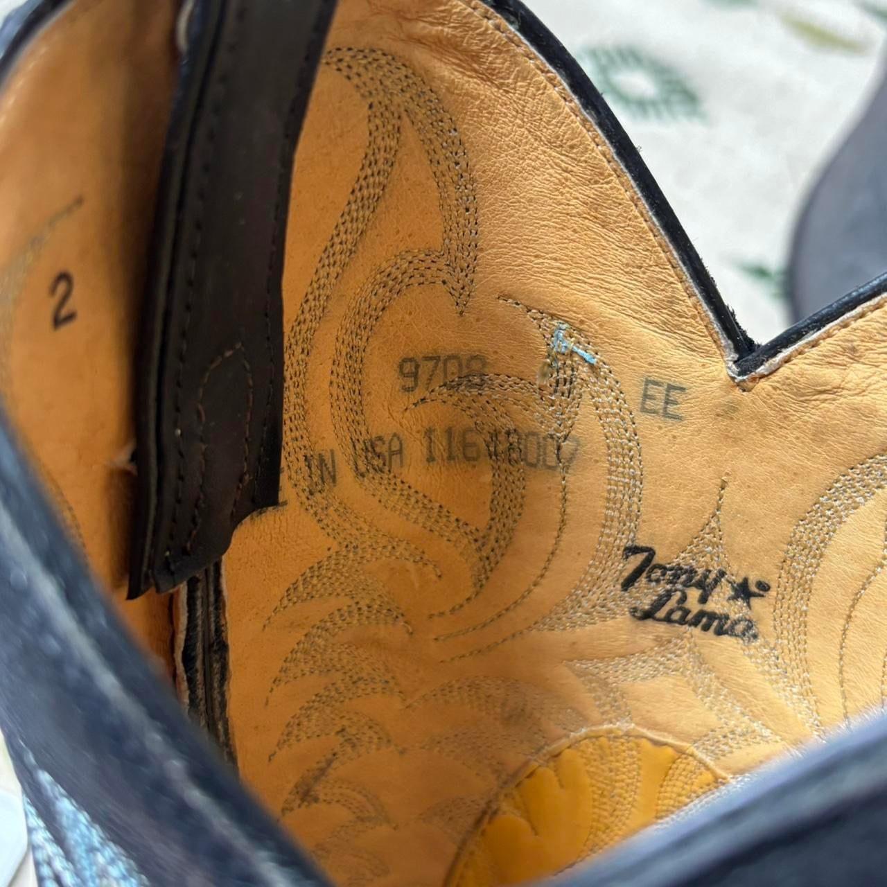 Vintage Tony Lama Elephant Skin Cowboy Boots Sz 8EE