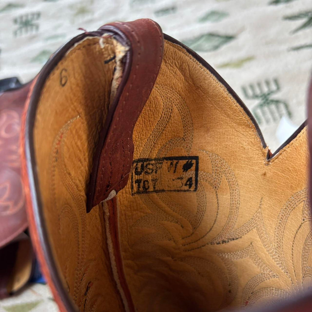 Vintage Tony Lama Elephant Skin Cowboy Boots Sz 8EE