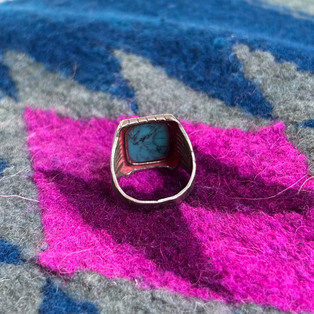 Vintage Native American Fred Harvey Turquoise Ring Sz 8.5