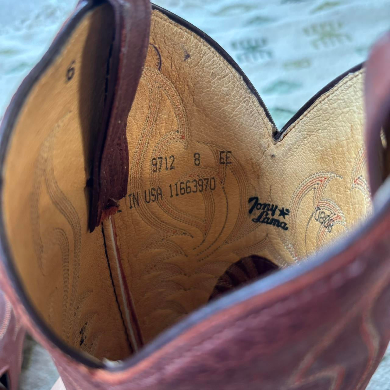 Vintage Tony Lama Elephant Skin Cowboy Boots Sz 8EE