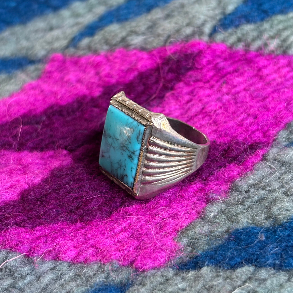 Vintage Native American Fred Harvey Turquoise Ring Sz 8.5