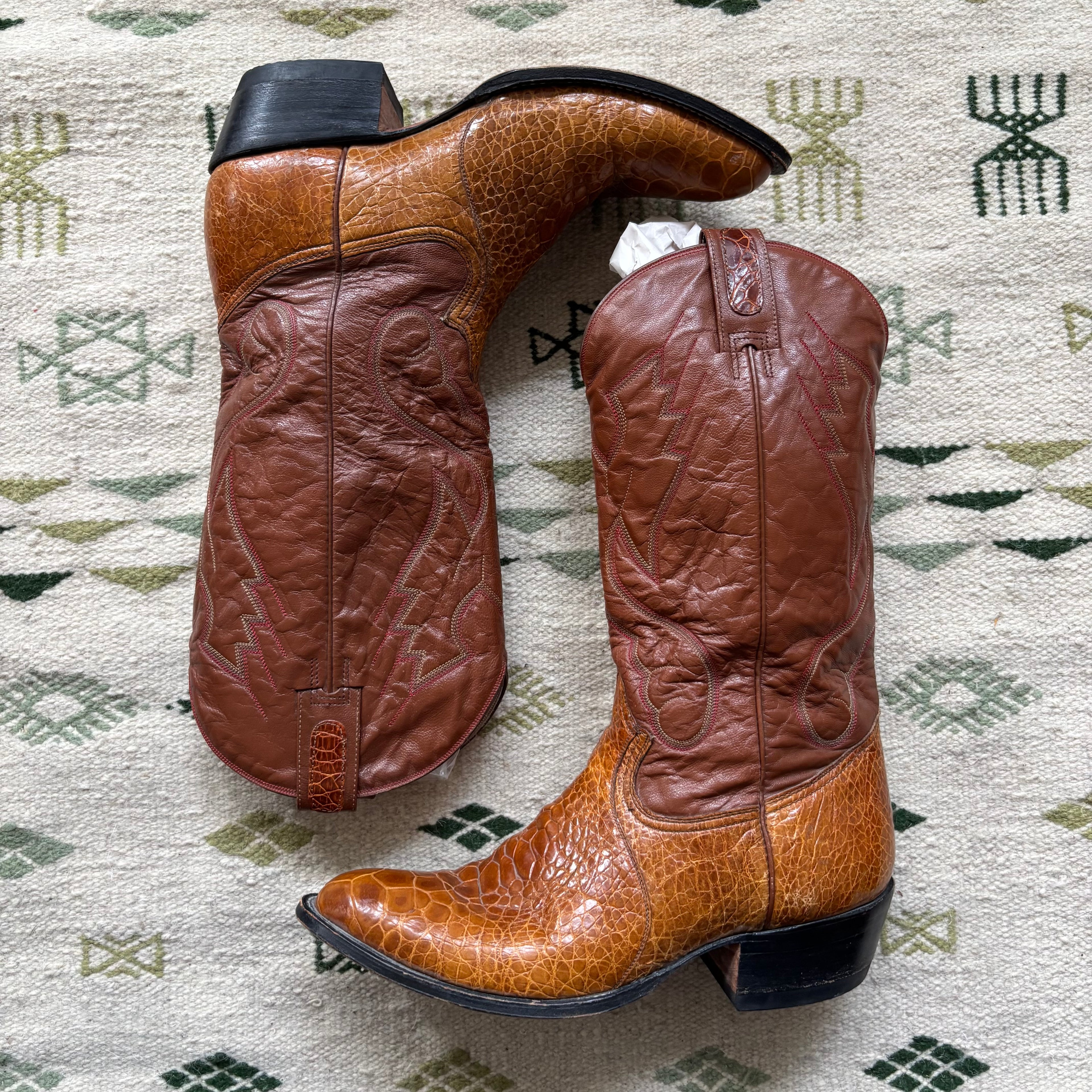 “The River” 1960s Sea Turtle Cowboy Boots 11