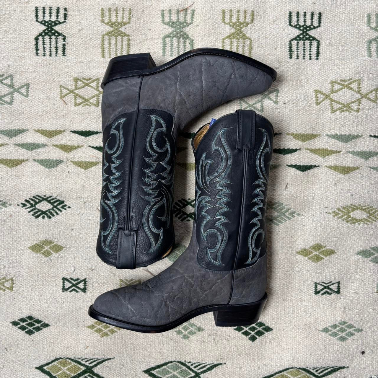 Vintage Tony Lama Elephant Skin Cowboy Boots Sz 8EE