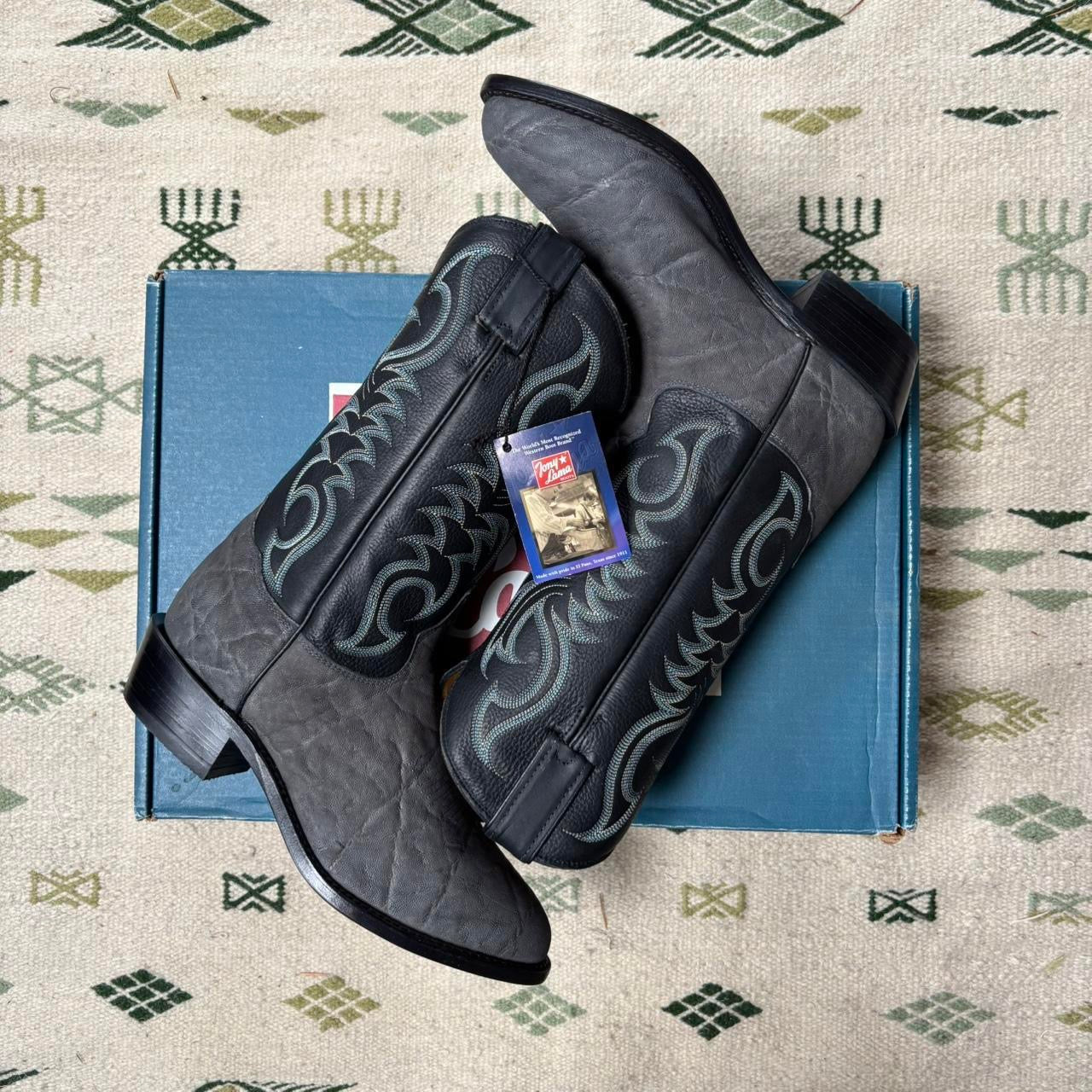 Vintage Tony Lama Elephant Skin Cowboy Boots Sz 8EE