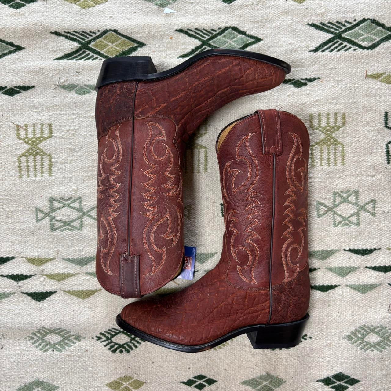 Vintage Tony Lama Elephant Skin Cowboy Boots Sz 8EE