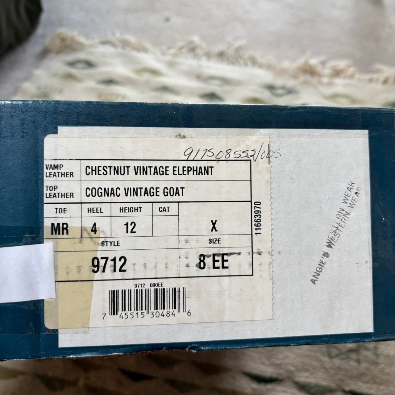 Vintage Tony Lama Elephant Skin Cowboy Boots Sz 8EE