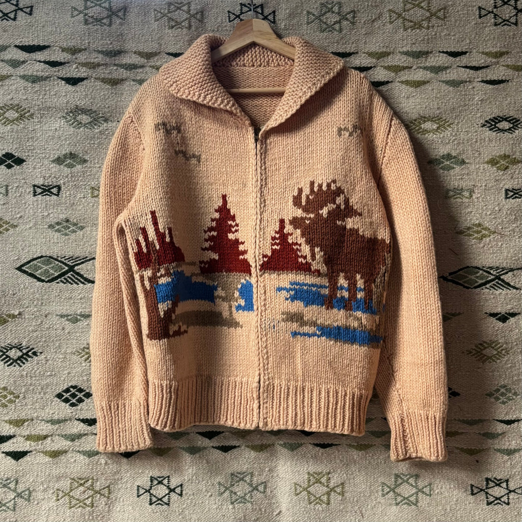 Vintage 50s Moose Cowichan Sweater Sz L