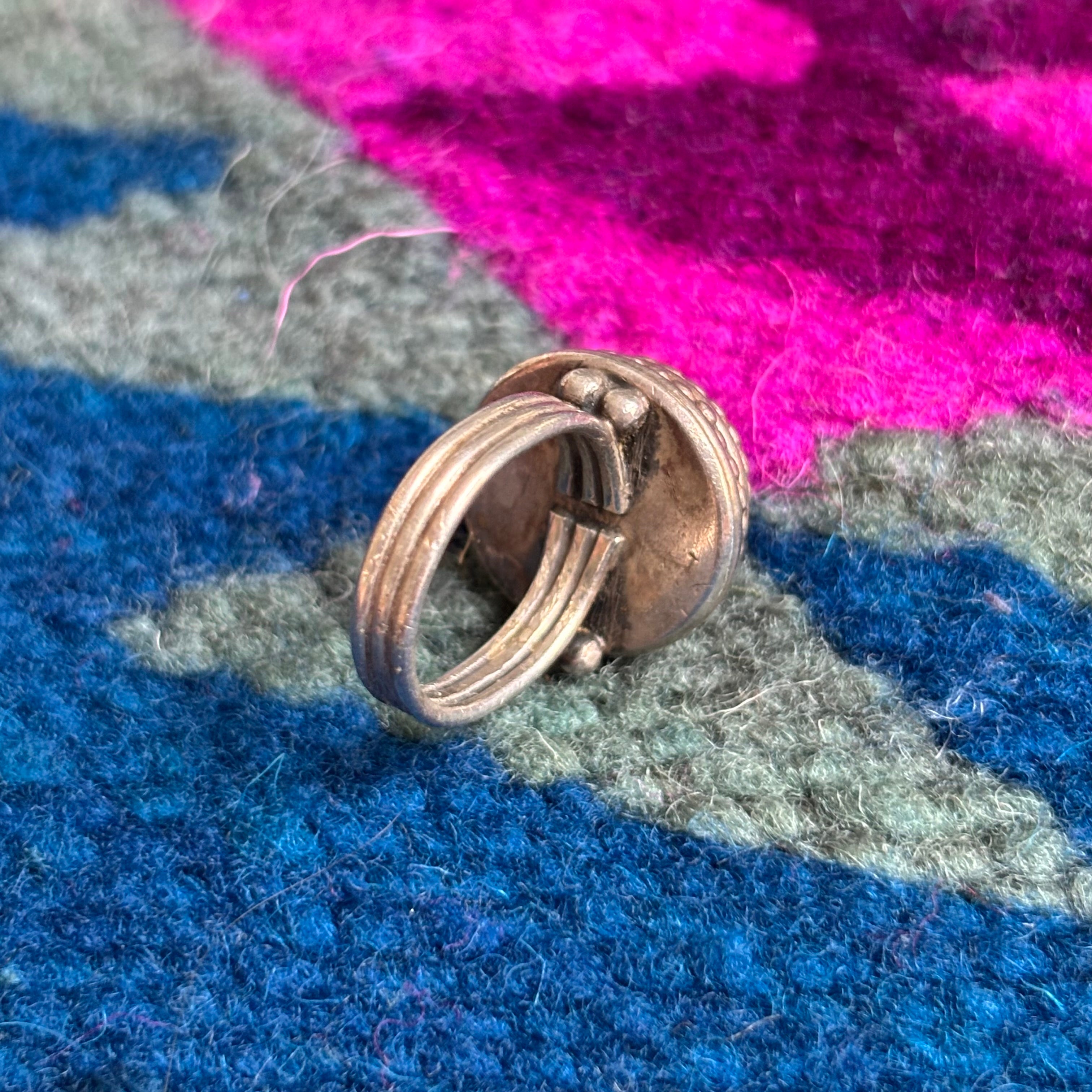 Vintage Fred Harvey Native American Malachite Ring Sz 6