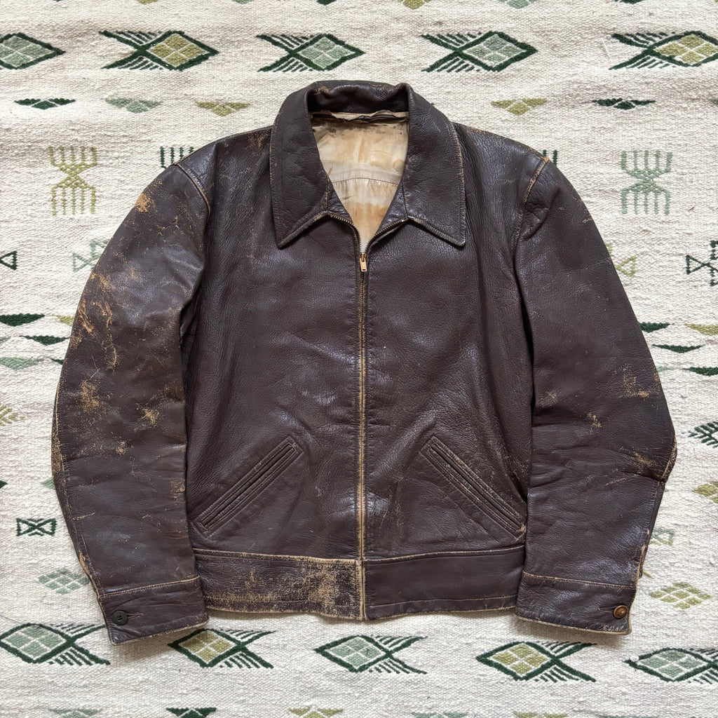 “Born To Run” 1930s Brown Leather Jacket Medium