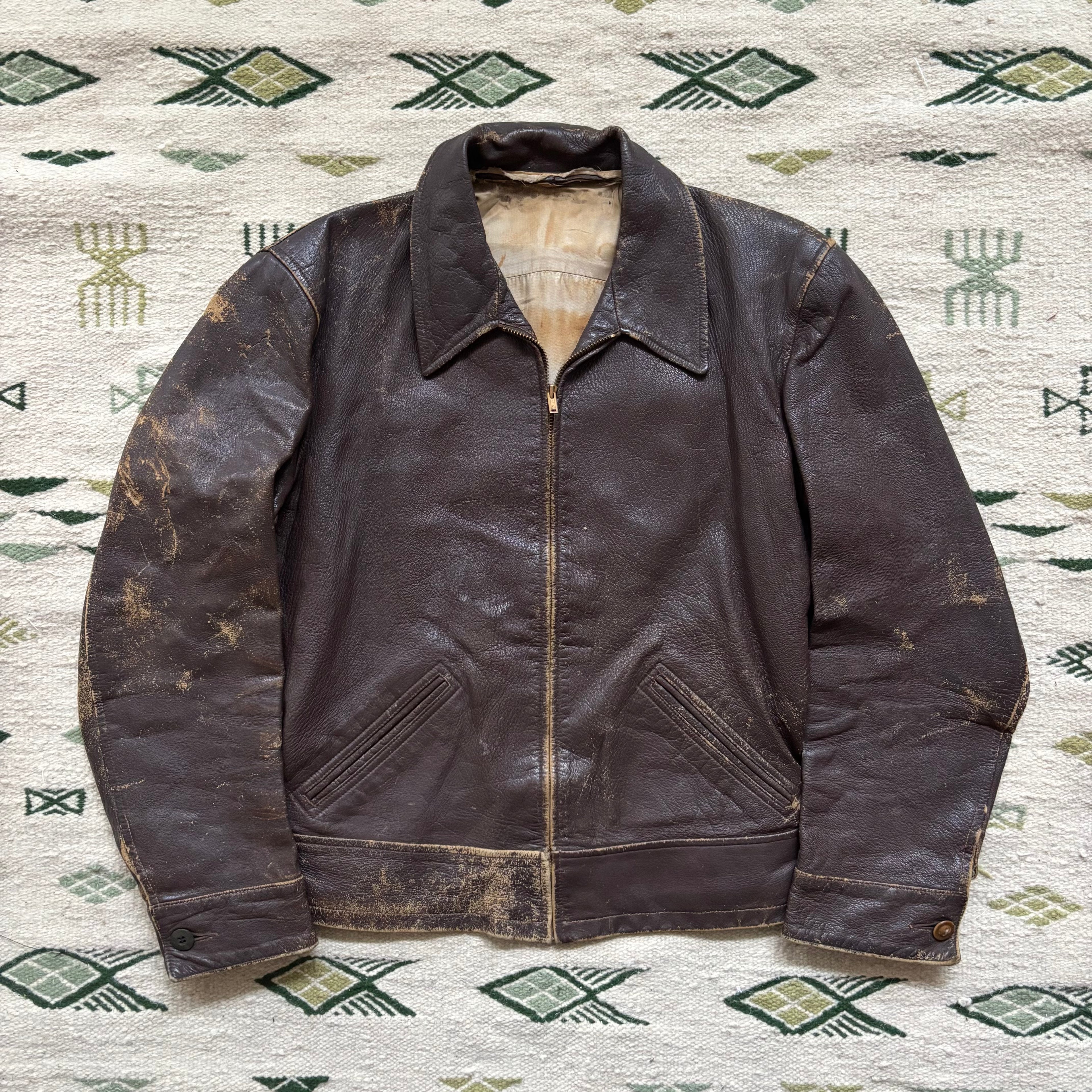 “Born To Run” 1930s Brown Leather Jacket Medium